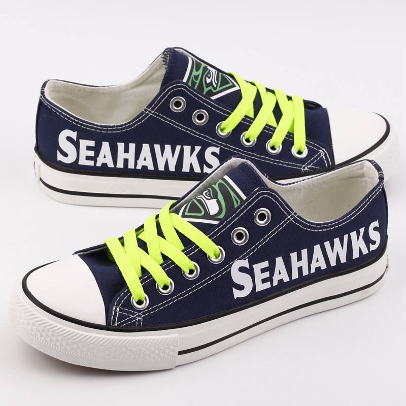 All Sizes NFL Seattle Seahawks Repeat Print Low Top Sneakers 005